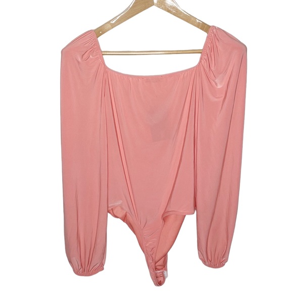 Fashion Nova Catch Your Heart Ruched Bodysuit in Peach size 1X - Picture 4 of 13